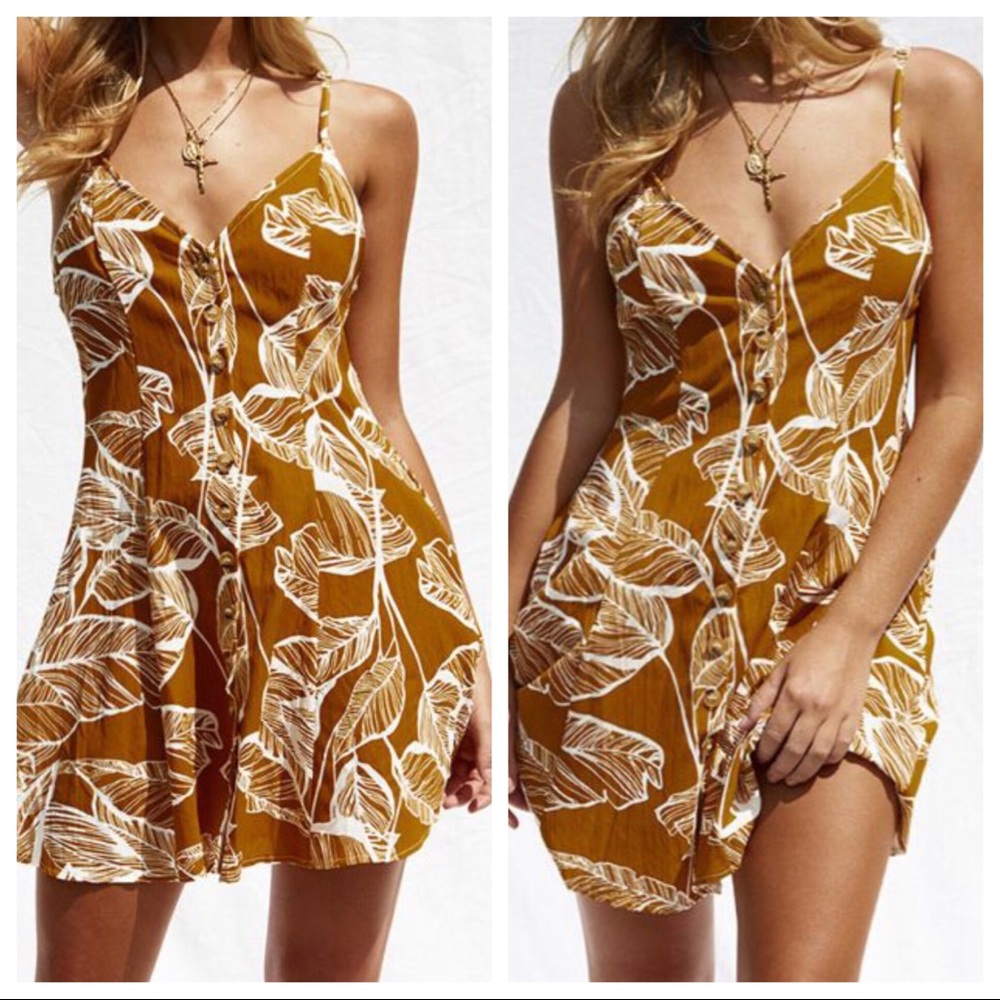 Mustard boho mini dress